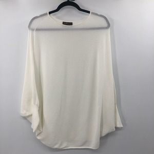 Kerisma S/M Cream White Ribbed Kaftan Dolman Sleeve Poncho Top Womens